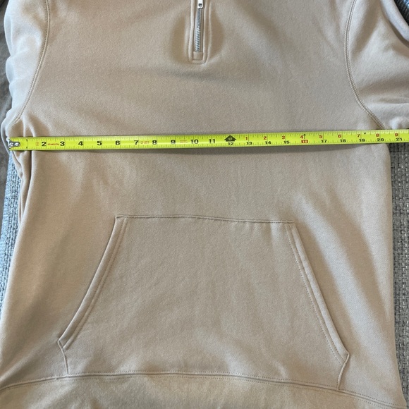 Men’s 1/4 Zipper Pullover Sweater Large Tan Front Pocket Collar Sweatshirt New - Picture 11 of 13